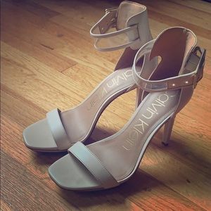 Nude Calvin Klein Heels with Ankle Strap